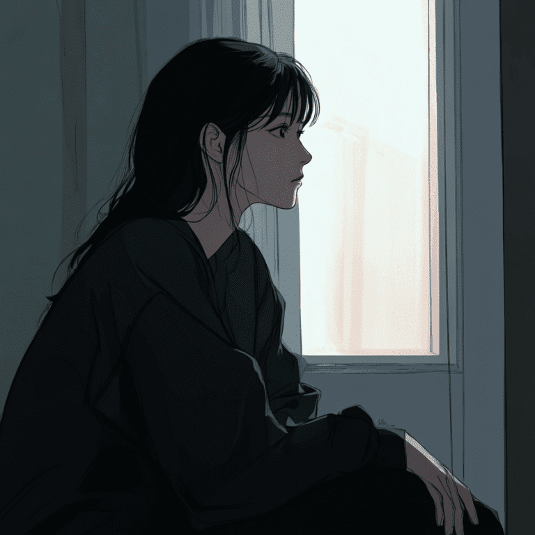 a korean university student is trying to overcome depressive disorder. draw this in a korean webtoon style