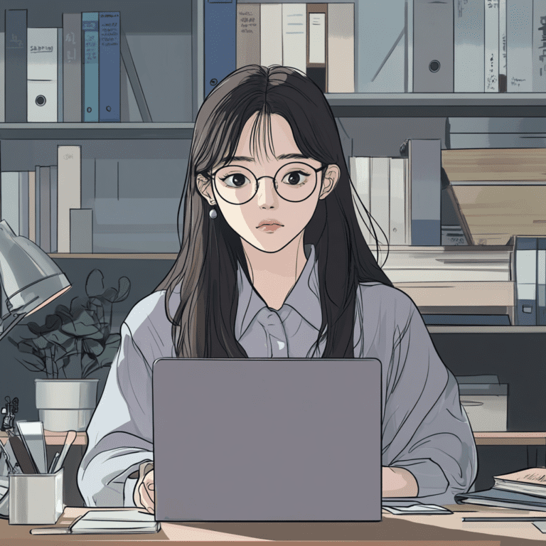a korean office worker is trying to focus on works