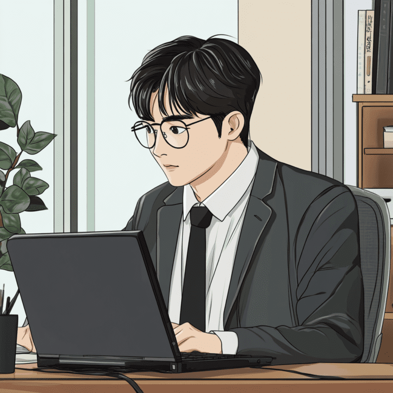 a korean office worker is trying to be successful